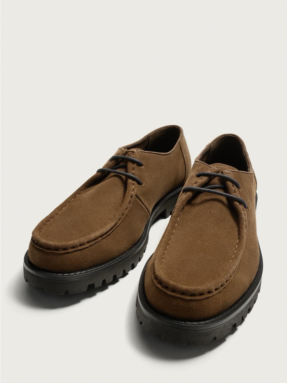 Zara Brown Suede Chukka Boots with Black Lug Sole